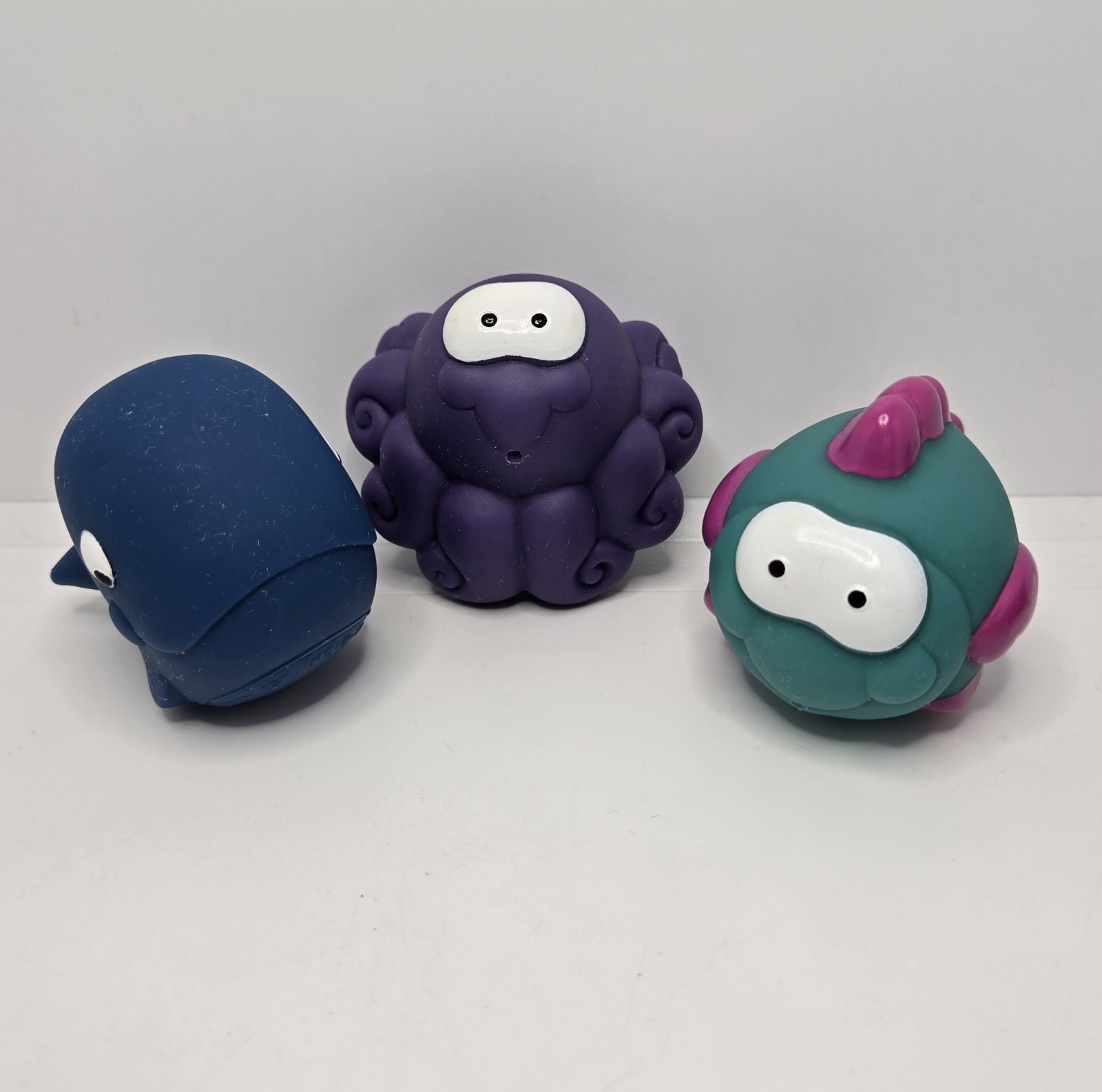 Vintage Fisher Price 1998 Mattel Purple Octopus Blue Whale Sea Creature Toy Lot