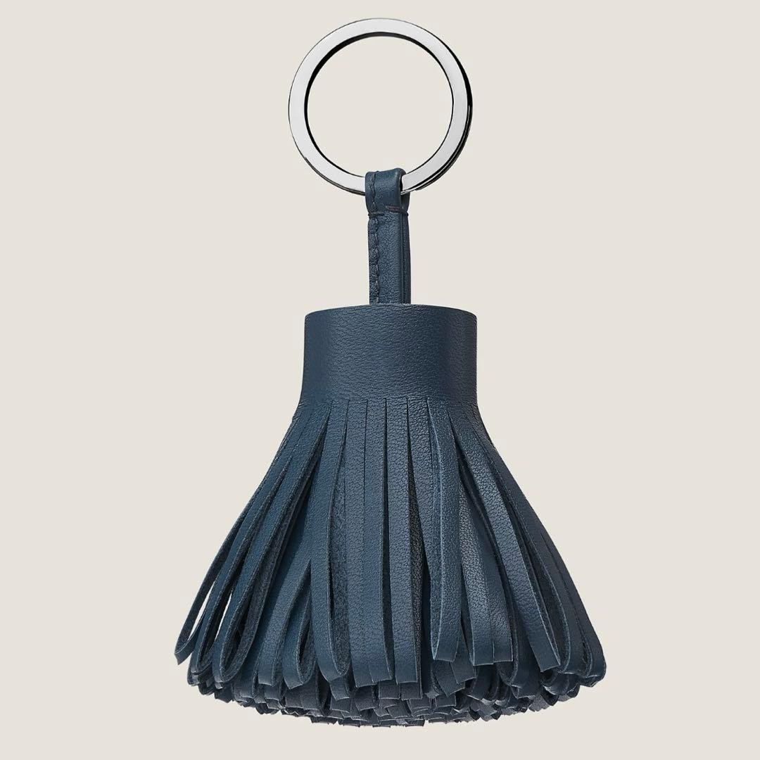 HERMES Carmen Key Ring Navy Blue Dou Malt