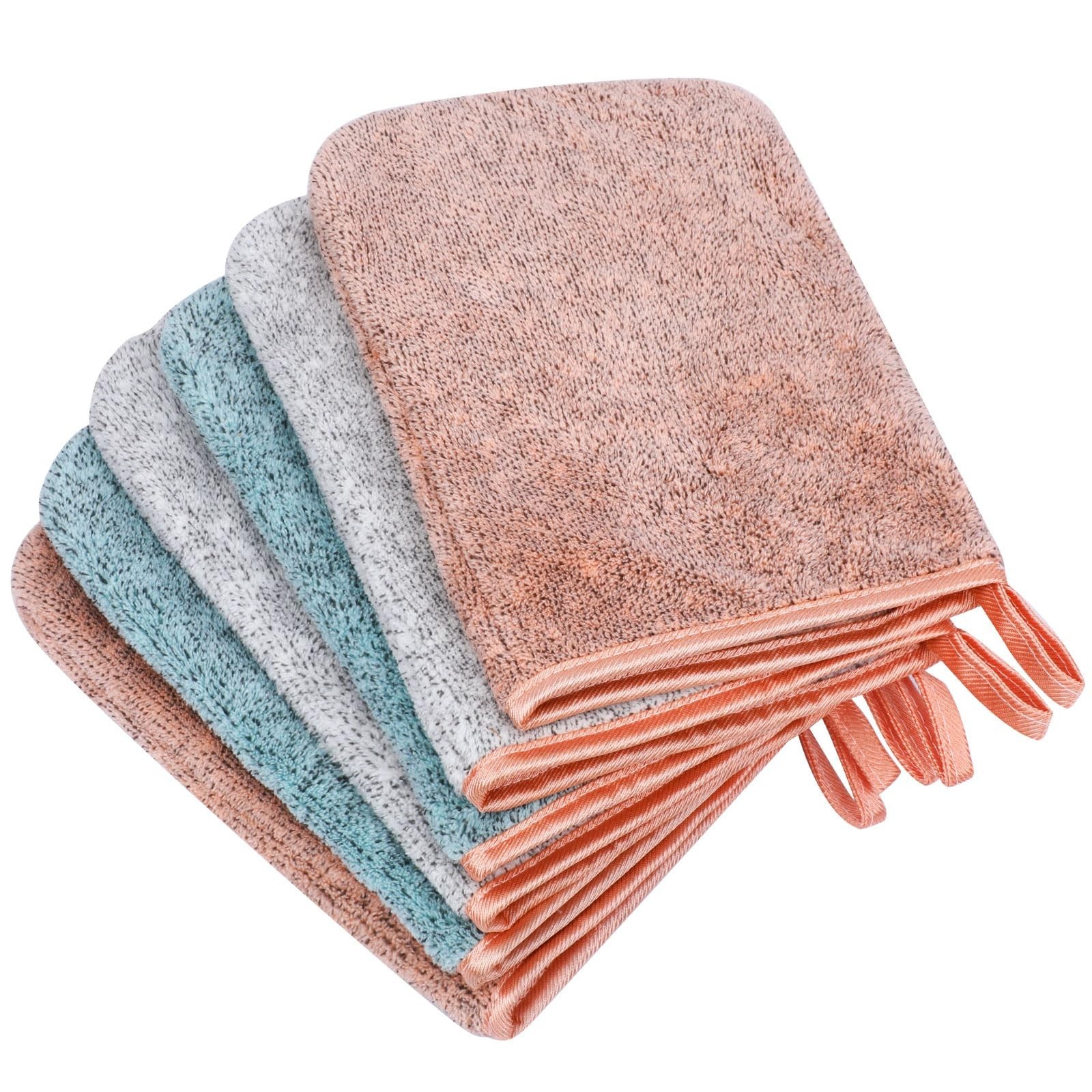 PHOGARY 6 Pack Microfiber Body Wash Mitts, 6×8 Inch Super Absorbent & Soft