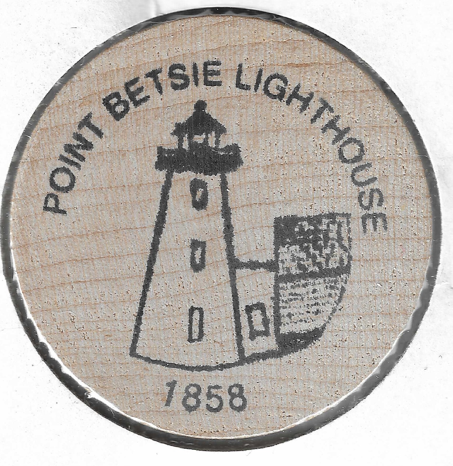 Point Betsie Lighthouse, Penn-Ohio Wooden Money Collector, Wooden Nickel