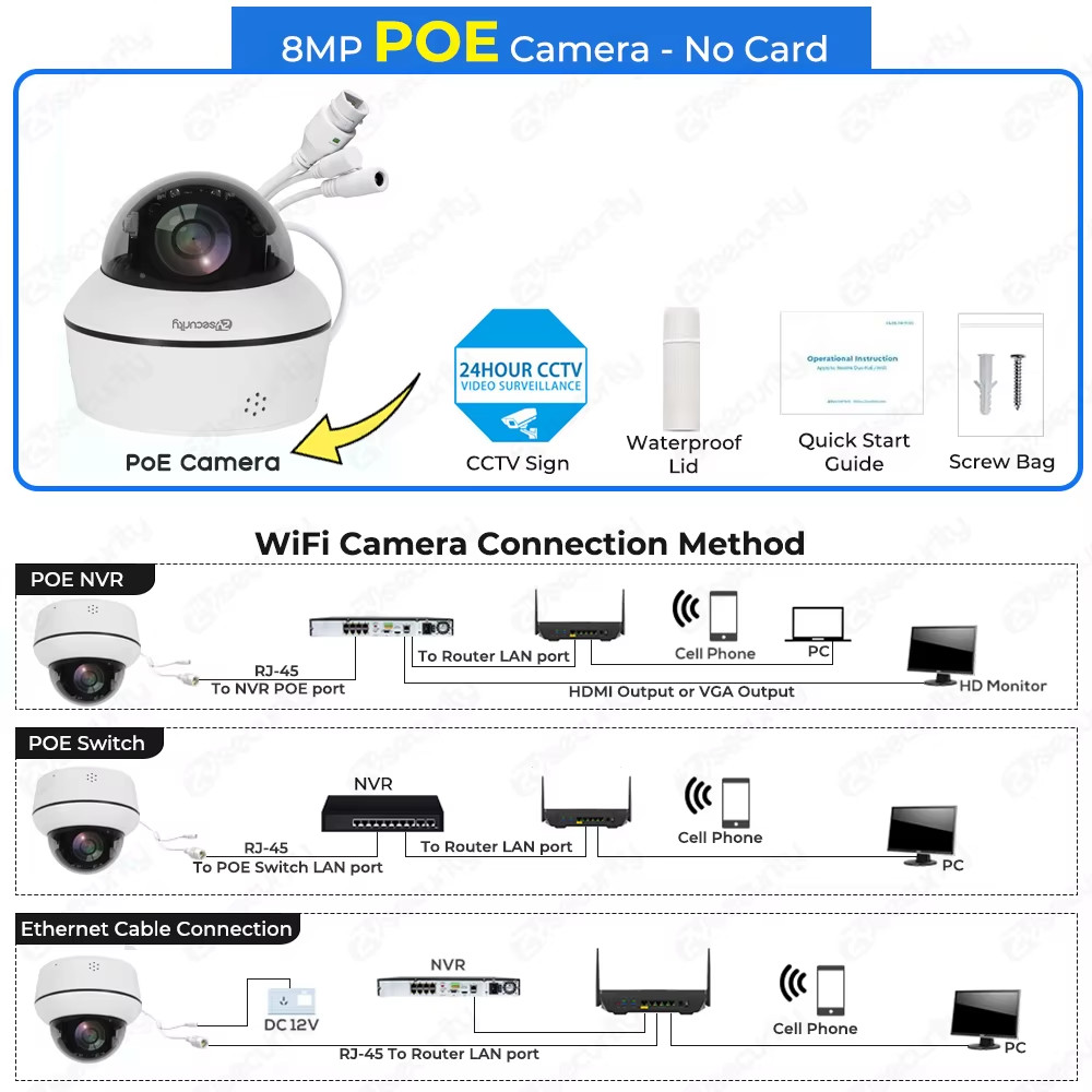 4K 8MP Wifi Dome PTZ Camera Outdoor Humanoid Tracking IP Camera Indoor 2-Way Aud