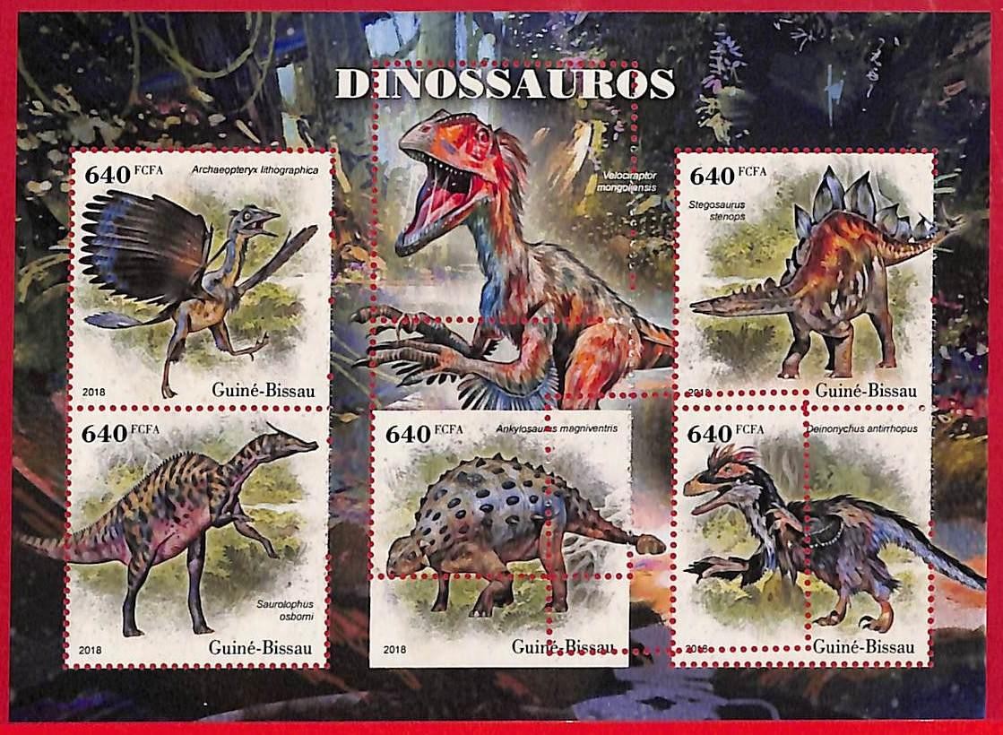 A5178 - GUINE-BISSAU - ERROR MISPERF Stamp Sheet - 2018 - Dinosaurs