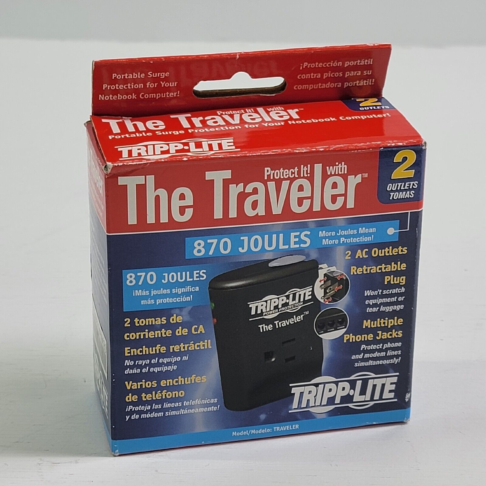 Tripp Lite Traveler Portable Surge Protection for Phone Modem Lines 1050