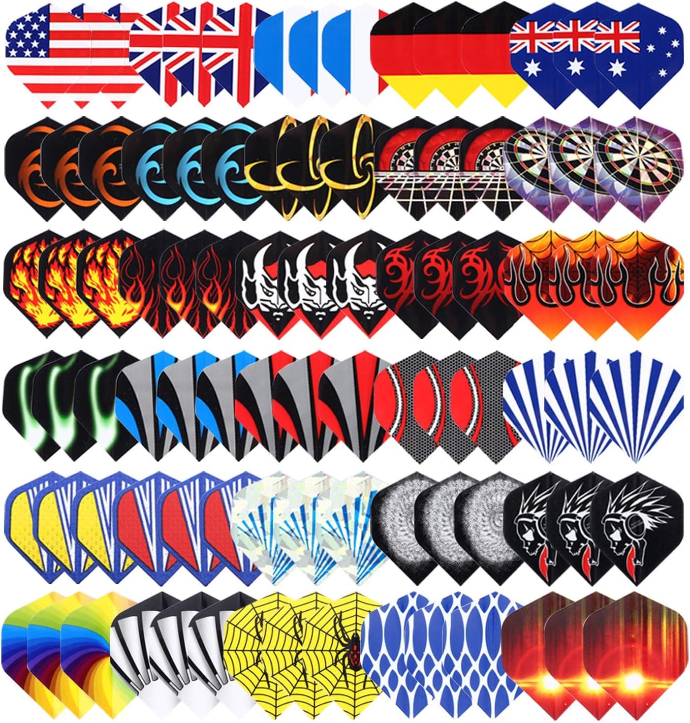 Standard Dart Flights 30 Sets 90 Pcs Durable PET and Laser Replacement Feather T