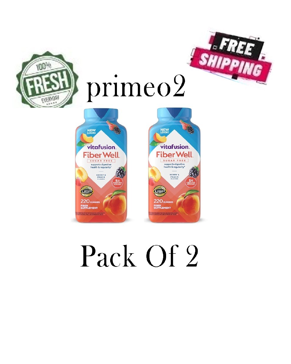 2 PACK - Vitafusion Fiber Well Gummies 220 Count {Total 440 Gummies} - NEW