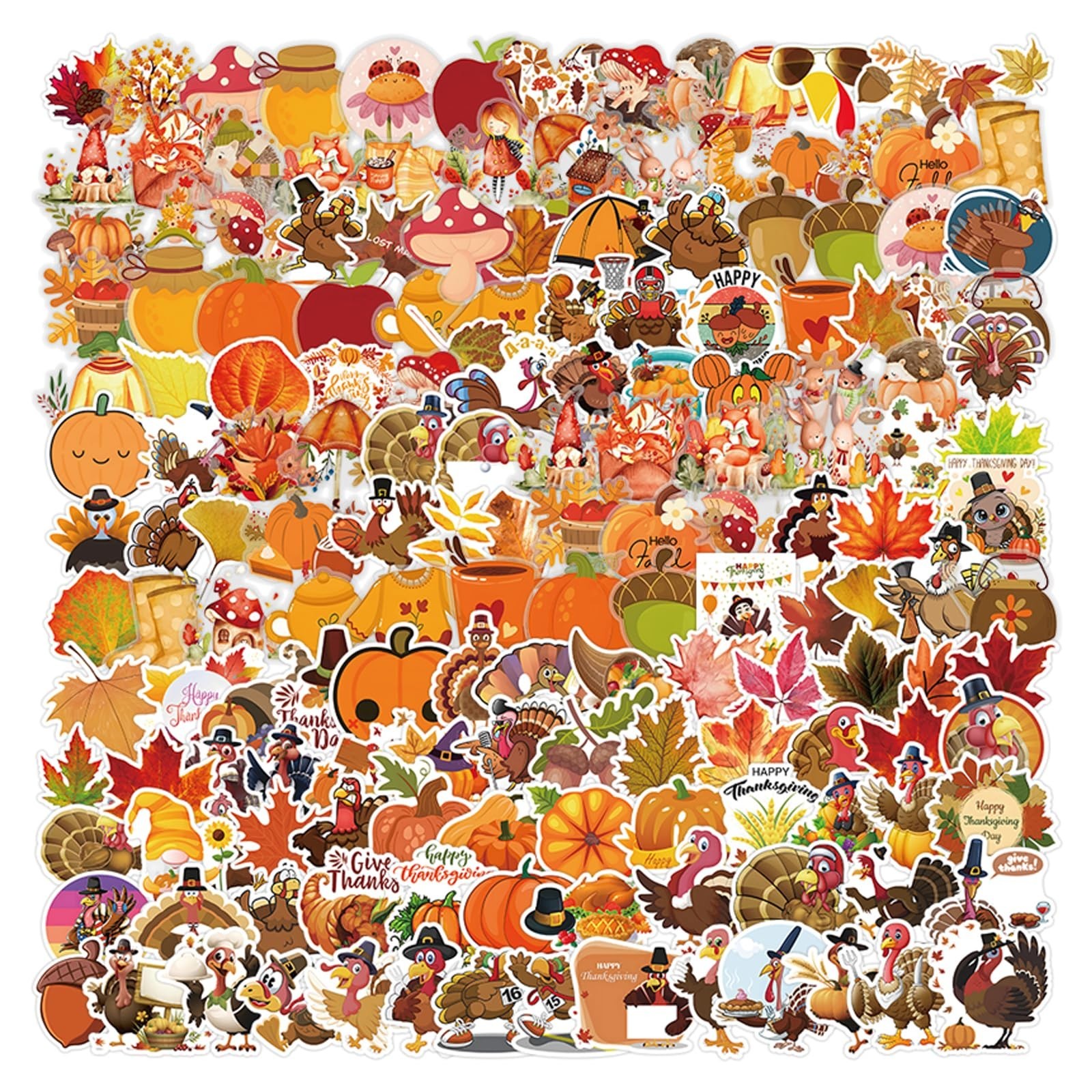 207 PCS Thanksgiving Sticker, Fall Autumn Stickers for Kids, Thanksgiving Tur...