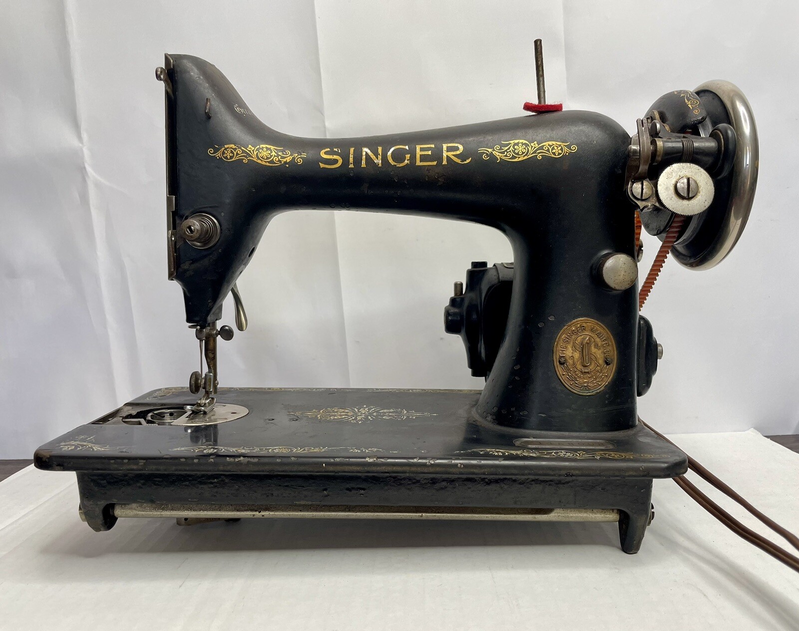 Antique Singer Sewing Machine 128K Electric Portable 1920 Y1488098 Pedal