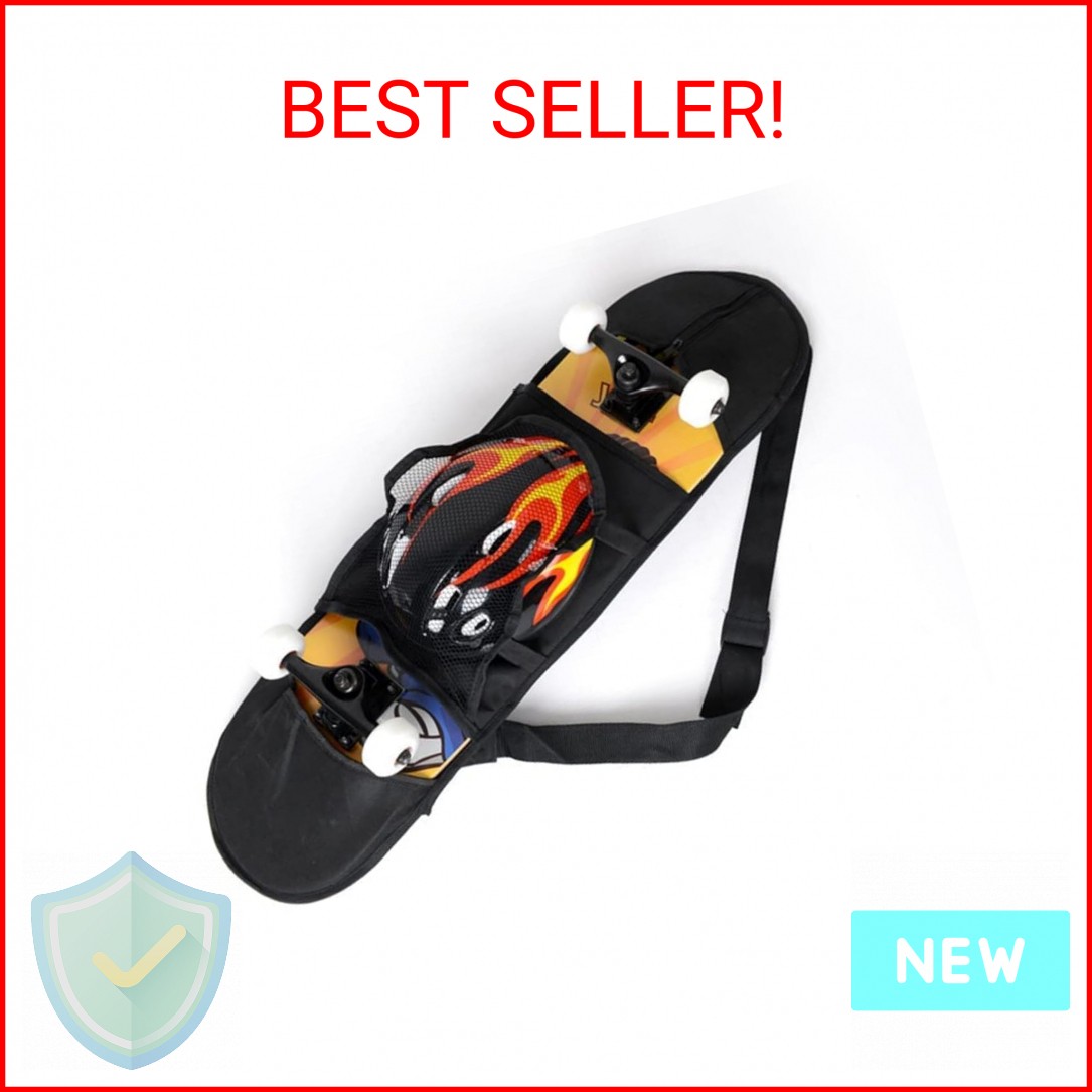 Cooplay 32"*8" Black Skateboard Carry Bag Backpack Rucksack Straps with Mesh