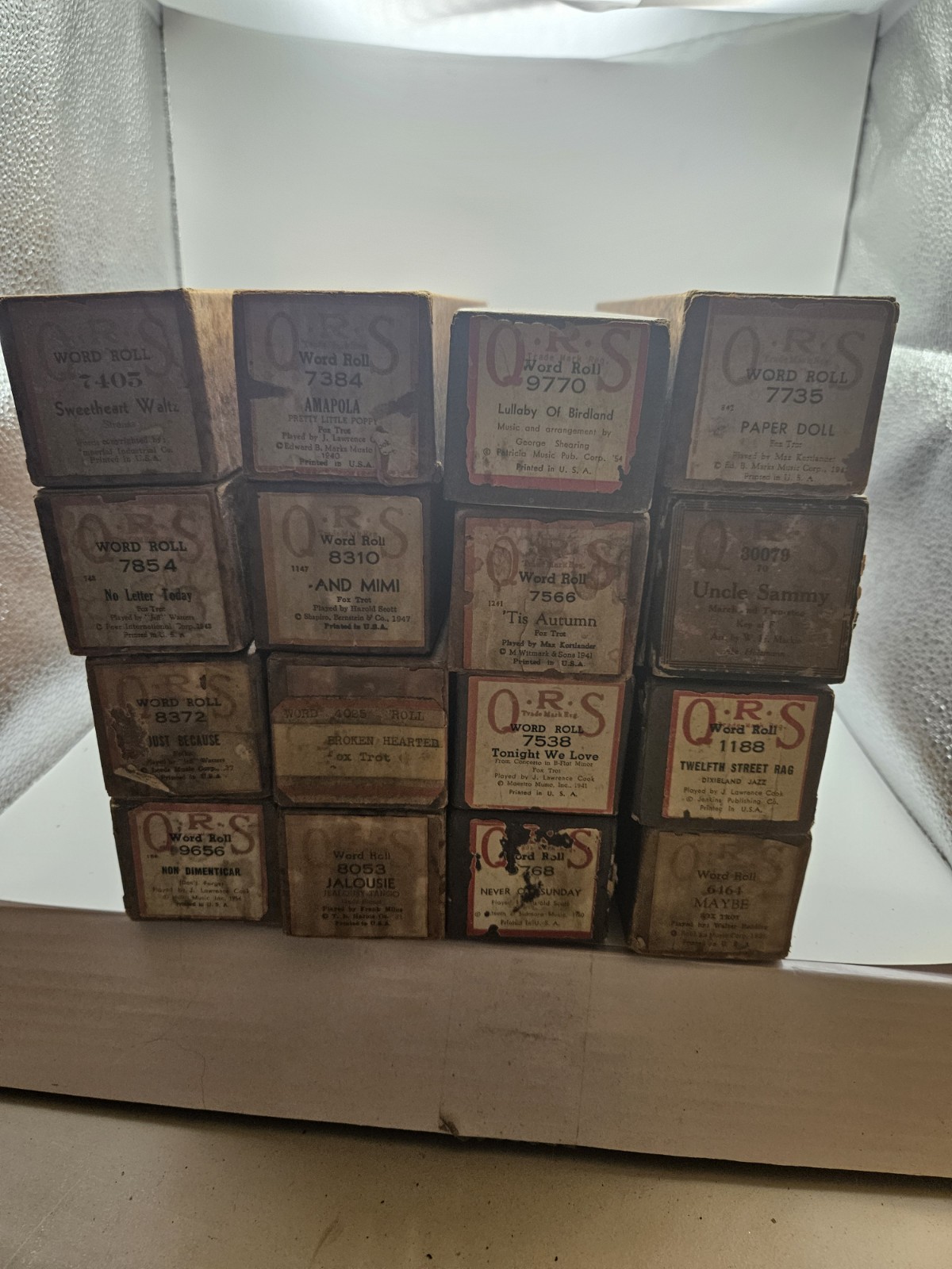Vintage Lot of 16 QRS Player Piano Rolls  (AA)