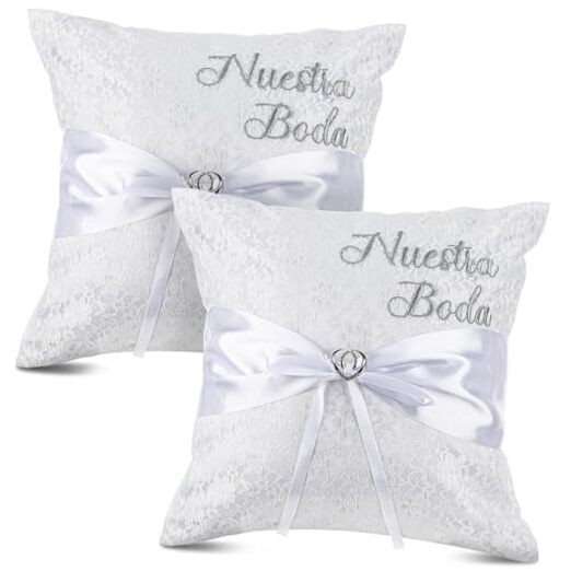  2pcs Wedding Embroidered Kneeling Pillows Nuestra Boda 18 x 18" Without Pillow