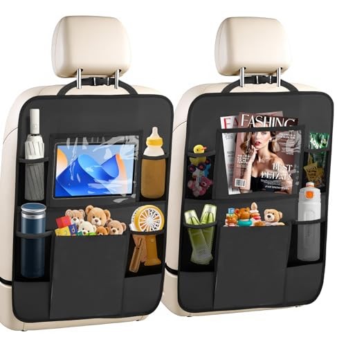 2 Pack Car Backseat Organizer with Touch Screen Tablet Holder,6 Storage Pockets