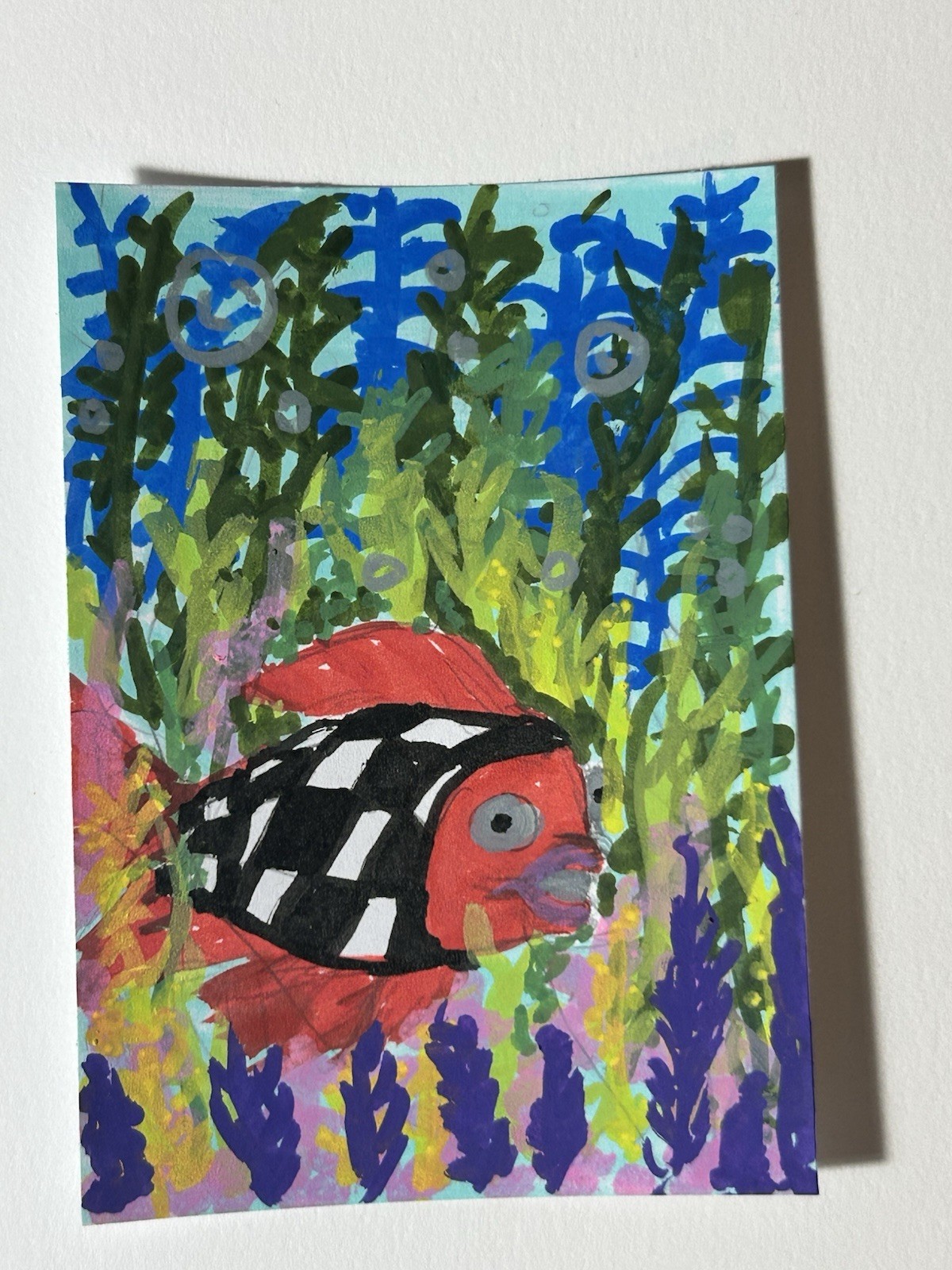 ACEO 2.5x3.5  Whimsical Fish Under The Sea