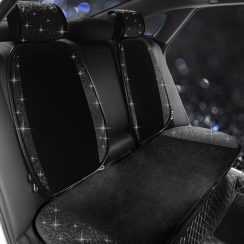 Black Rhinestone Car Bling Seat Cushion Cystal Cover Protector Mat Decor