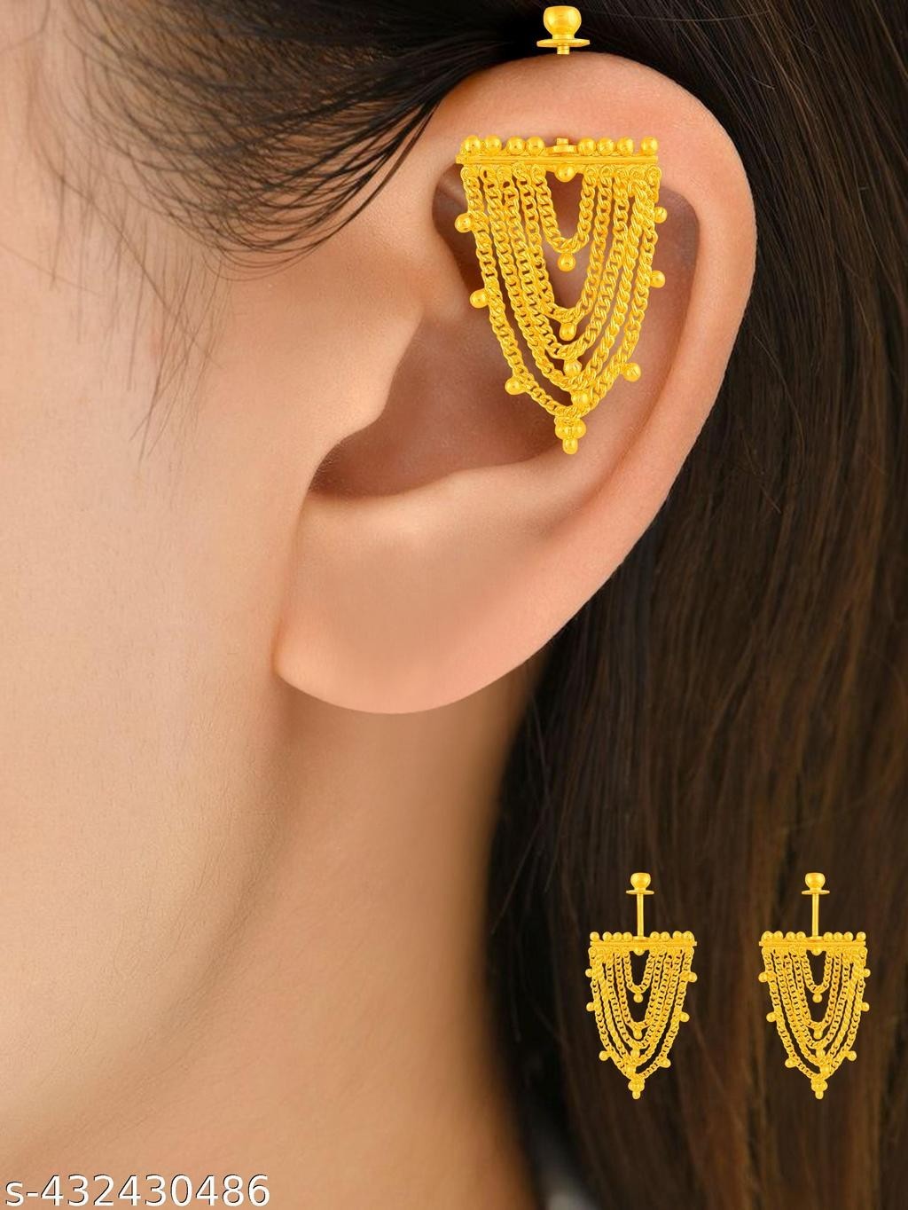 South Indian 22k Yellow Gold Plated Bugdi Earrings Ethnic Wedding Jewelry A78