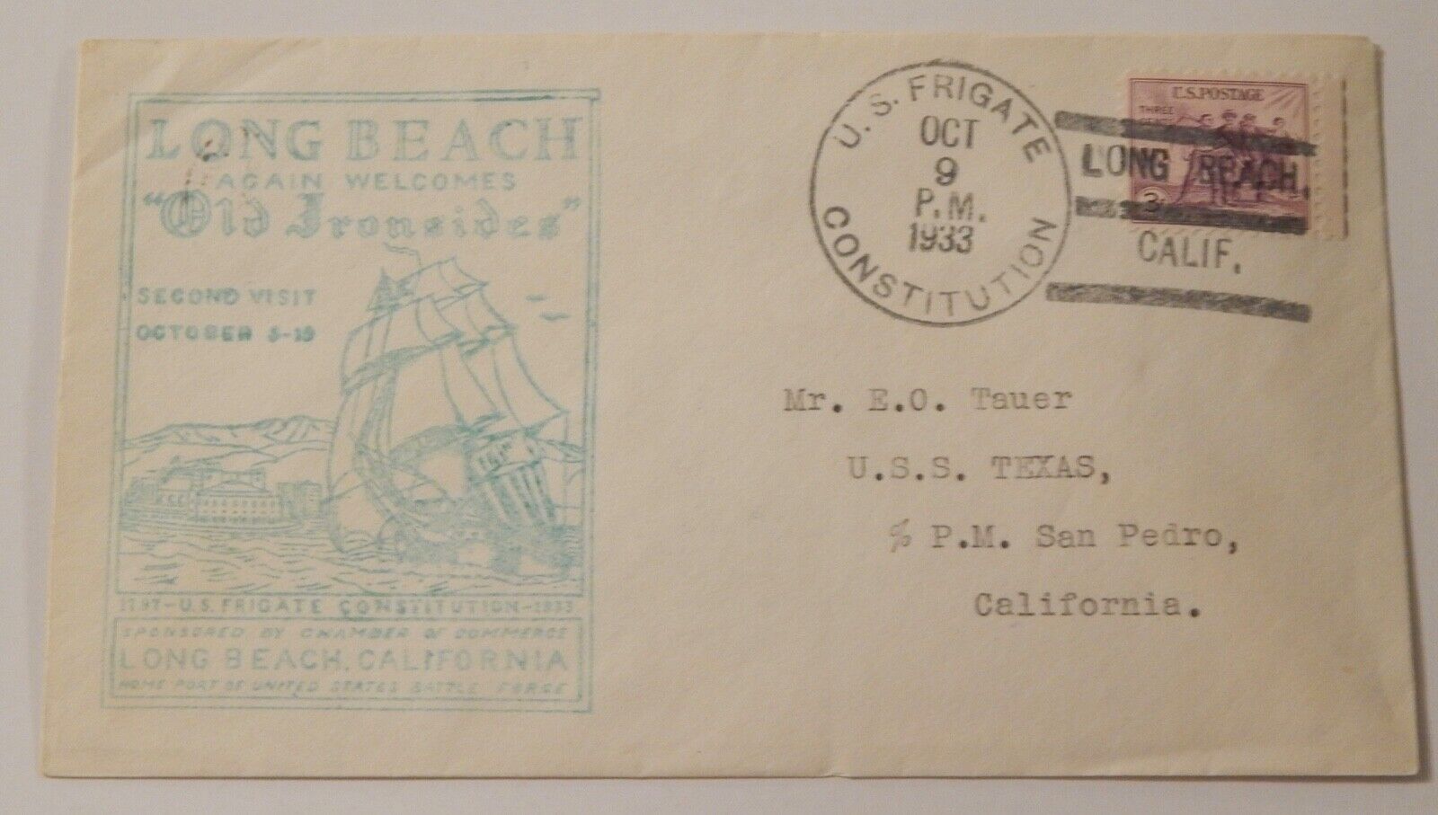 USS Constitution frigate "Old Ironsides" 1933 October 9 1933 Long Beach CA