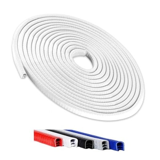  16.5FT(5M) Universal Car Door Edge Protector Guards, No-Glue 16.5Ft White