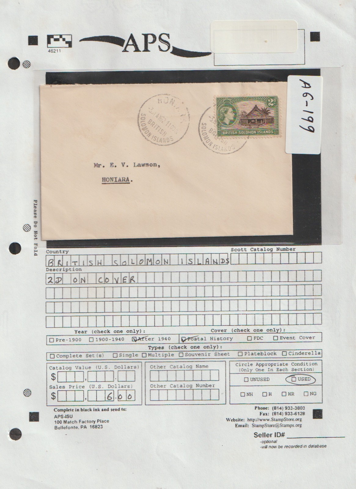 JN British Solemon Islands 2d on cover