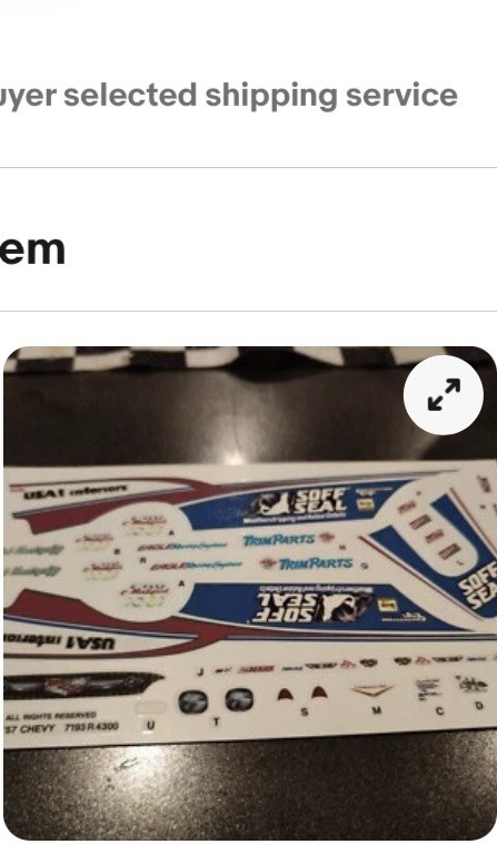 1/64 CUSTOM WATERSLIDE DECAL - SOFT SEAL 1957 CHEVY PRO STOCK