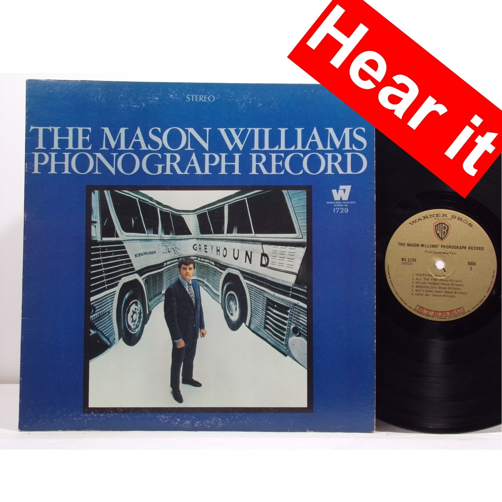 The MASON WILLIAMS Phonograph record 1968 LP Warner WS 1729 CLASSICAL GAS EX/VG+