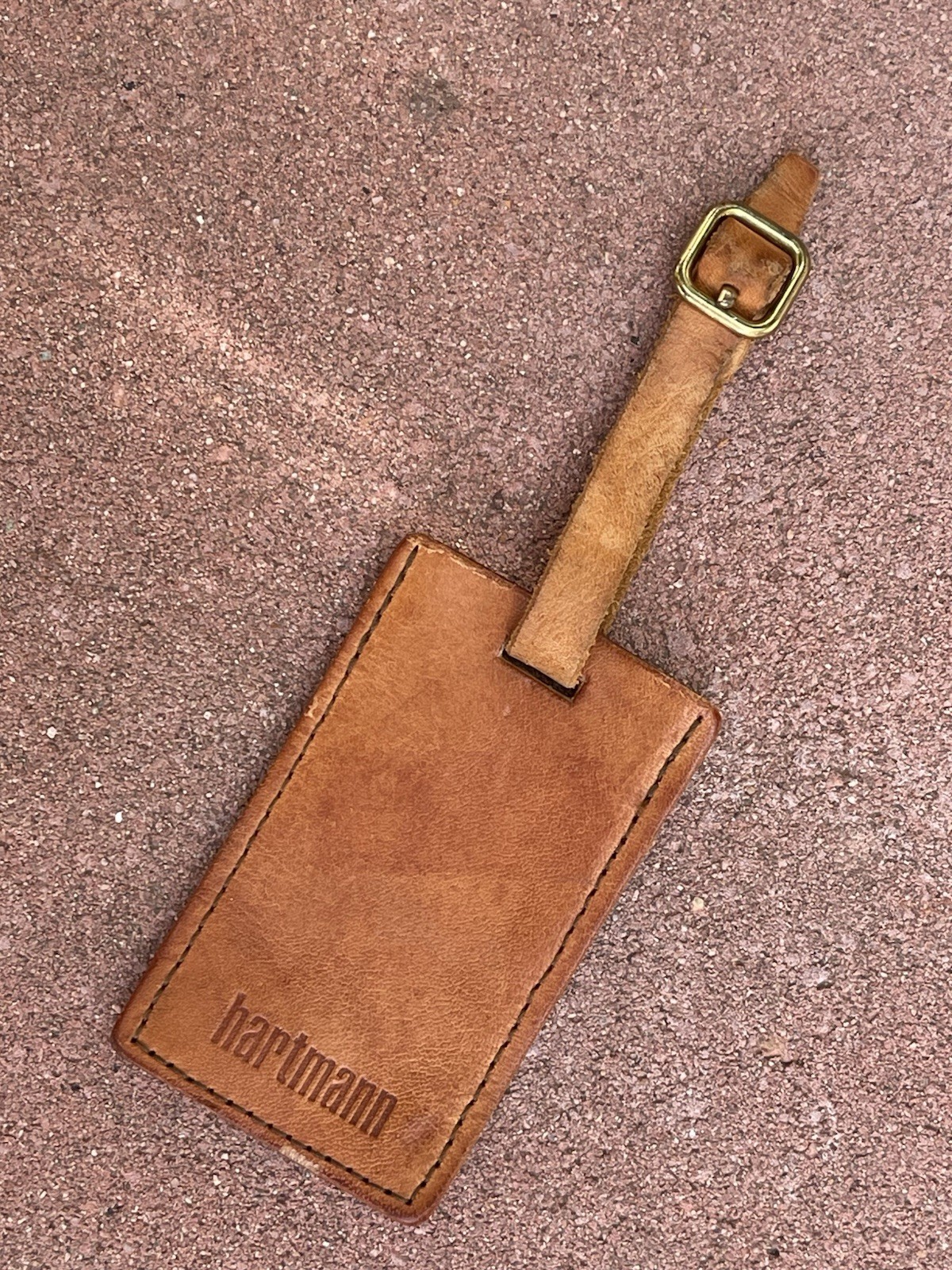 Vintage Hartmann Luggage Travel Bag ID Tag Brown Leather USED