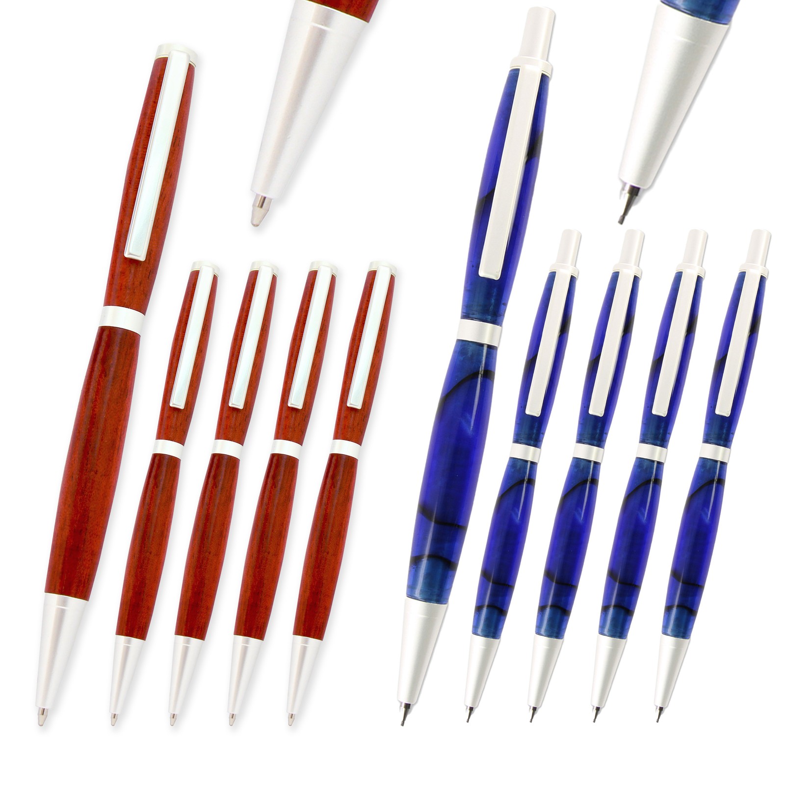 Slimline Pen and Pencil Kit Combo Set - Satin Silver, 10 Pack, Legacy