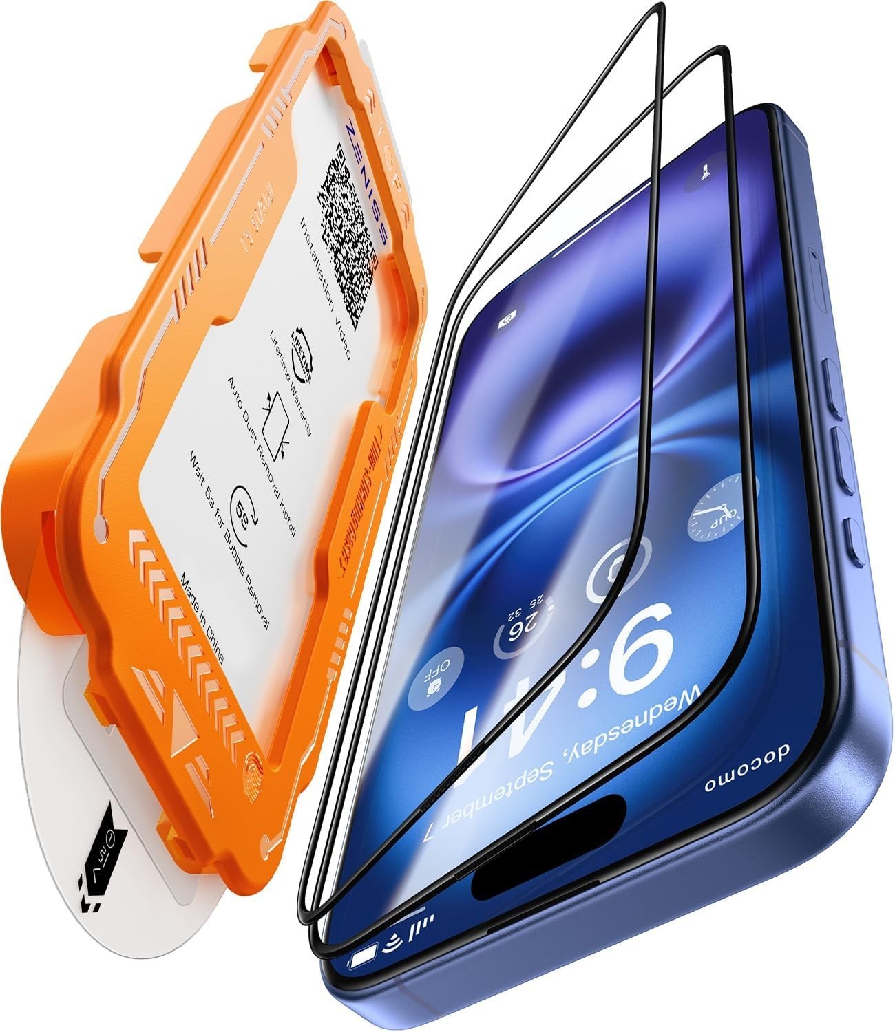 2 Pack Screen Protector for iPhone 16 Plus, 9H+ Hardness Full Edge Coverage