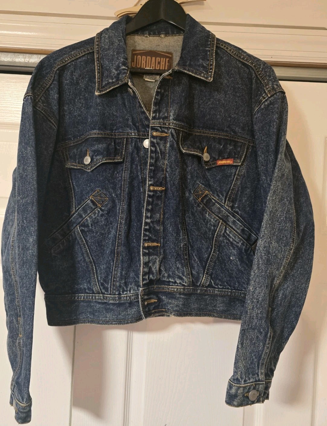 Vintage 80s, 90s Jordache Cropped Denim Trucker Jacket Acid Washed Size Medium