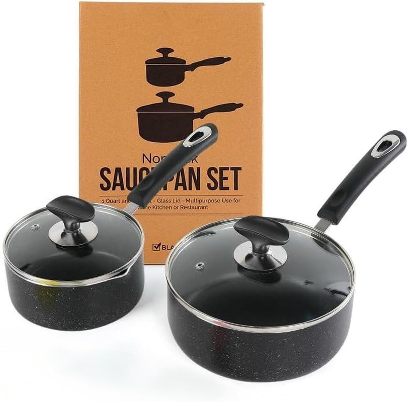 Nonstick Saucepan Set - 1 Quart and 2 Quart,Ultra Non Stick Sauce Pan Small Pot 