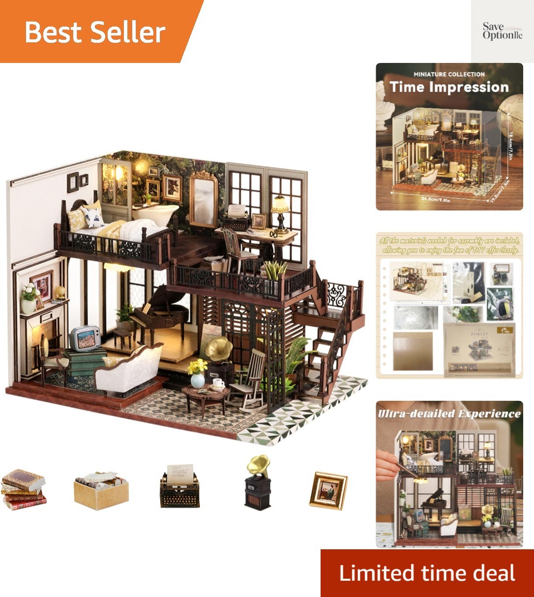 Dollhouse Miniature DIY House Kit Creative Room with Furniture for Romantic A...