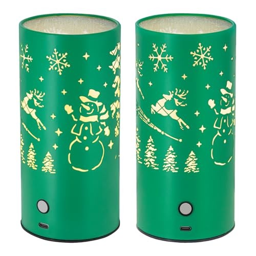 Christmas Table Lamp with Hollow-Out Design - Rechargeable Touch Control green2
