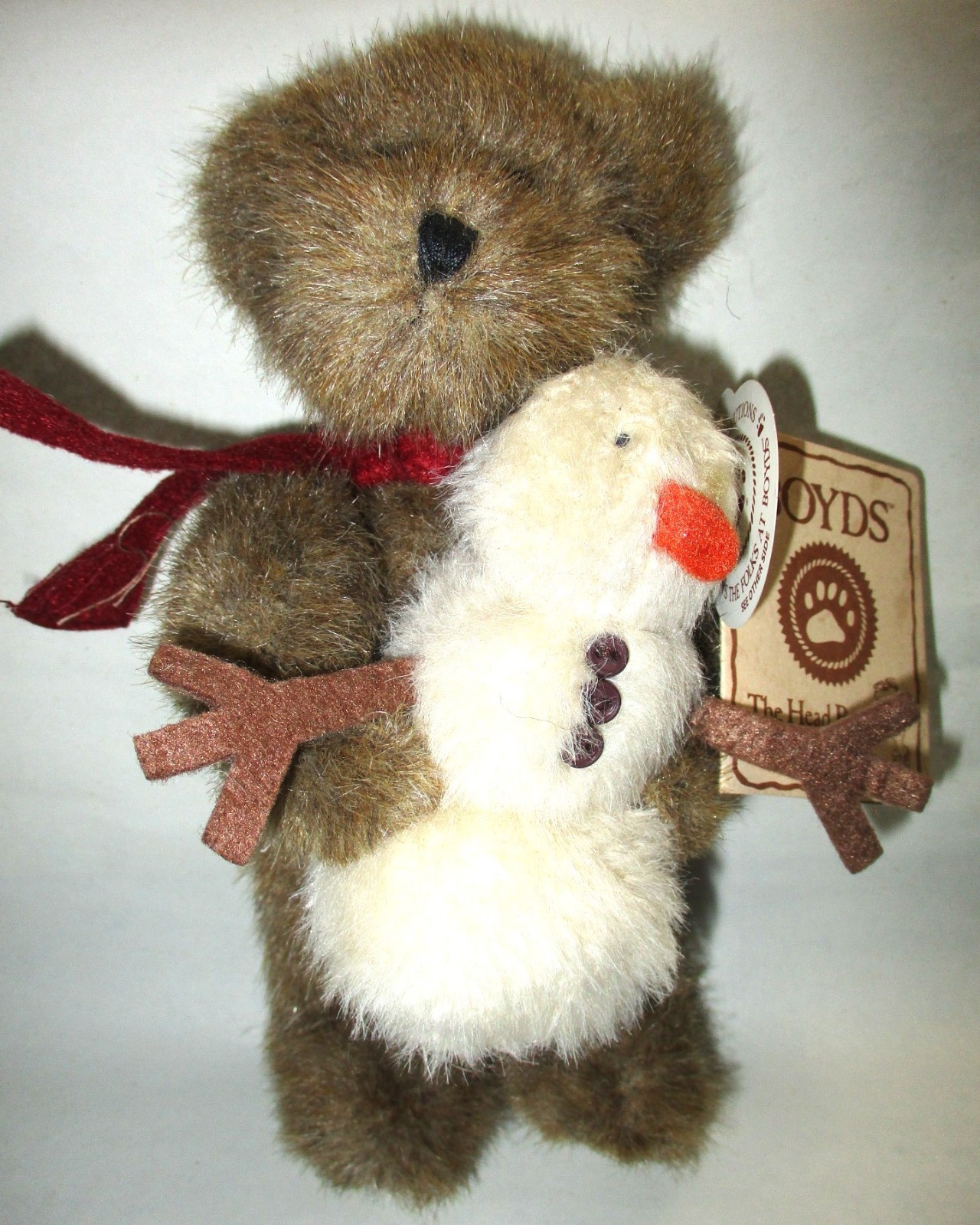 VINTAGE BOYD'S BEARS TEDDY BEAR FRANKIE & LIL SNOWFLAKE SNOWMAN,8" BOYDS BEAR