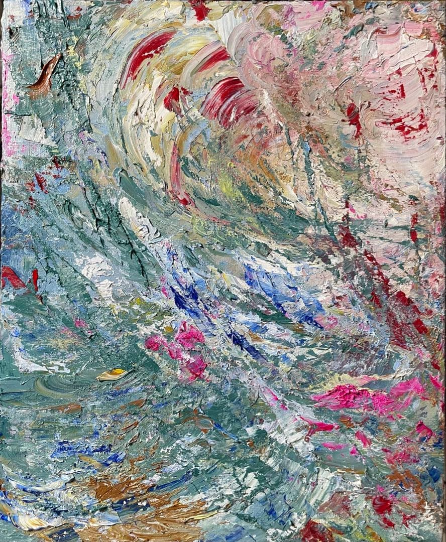 Aranami Oil Painting Hand-Drawn Original Canvas Art Unique Signed 220x273mm