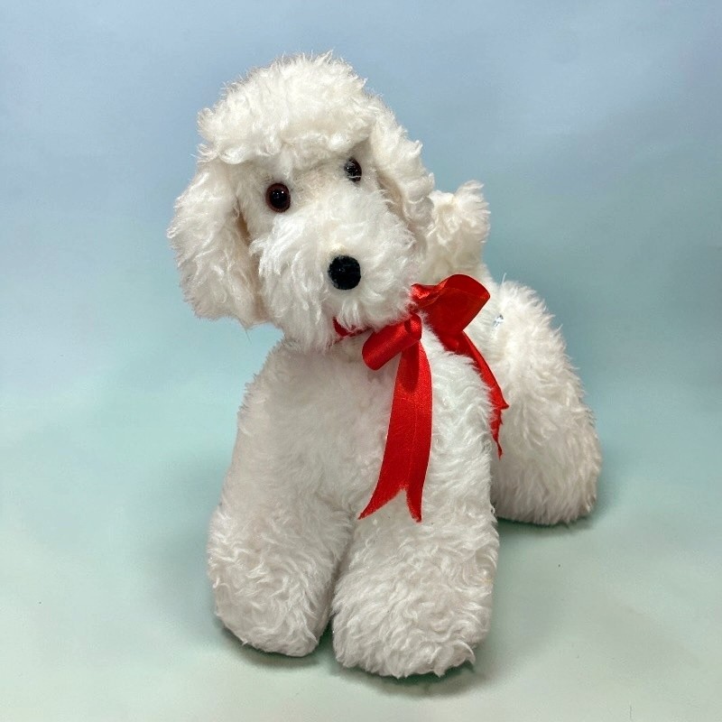 VTG 1950s Kitschy White Poodle Dog Plush Stuffed Animal Carnival Prize 12 Inch
