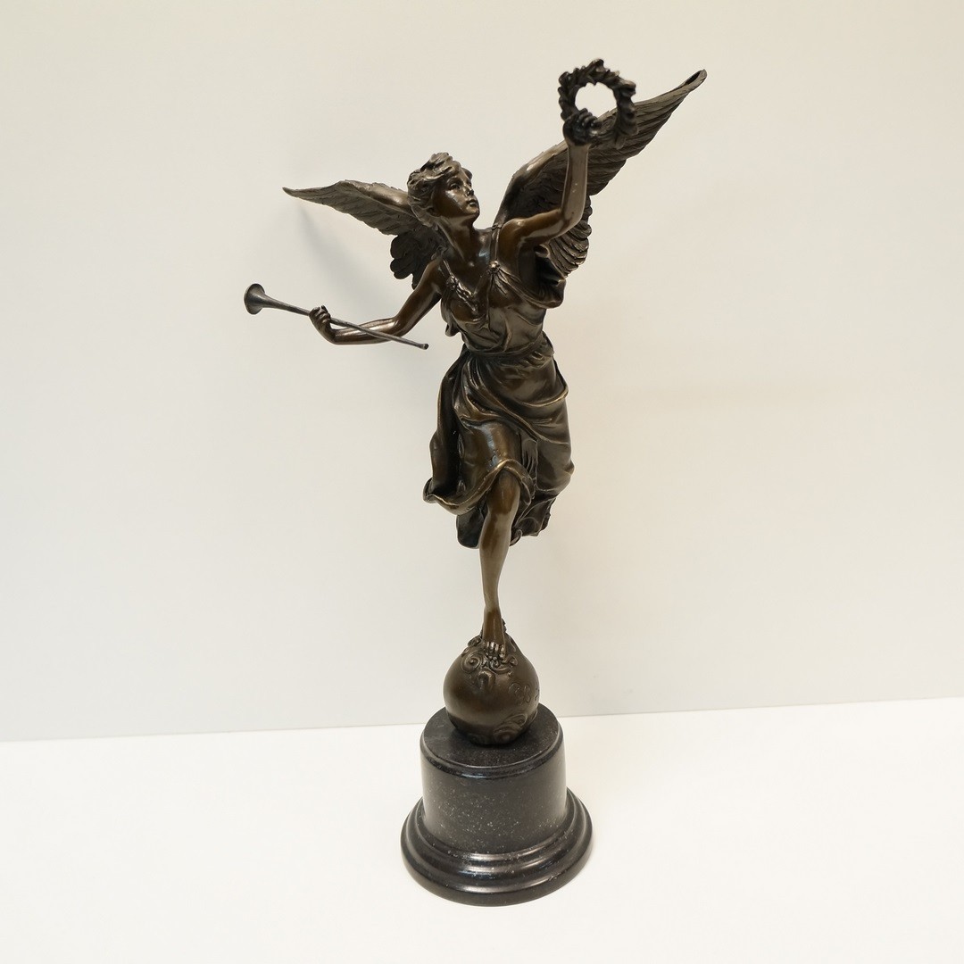 Art Deco Style Statue Sculpture Winged Victory Art Nouveau Style Bronze Signed