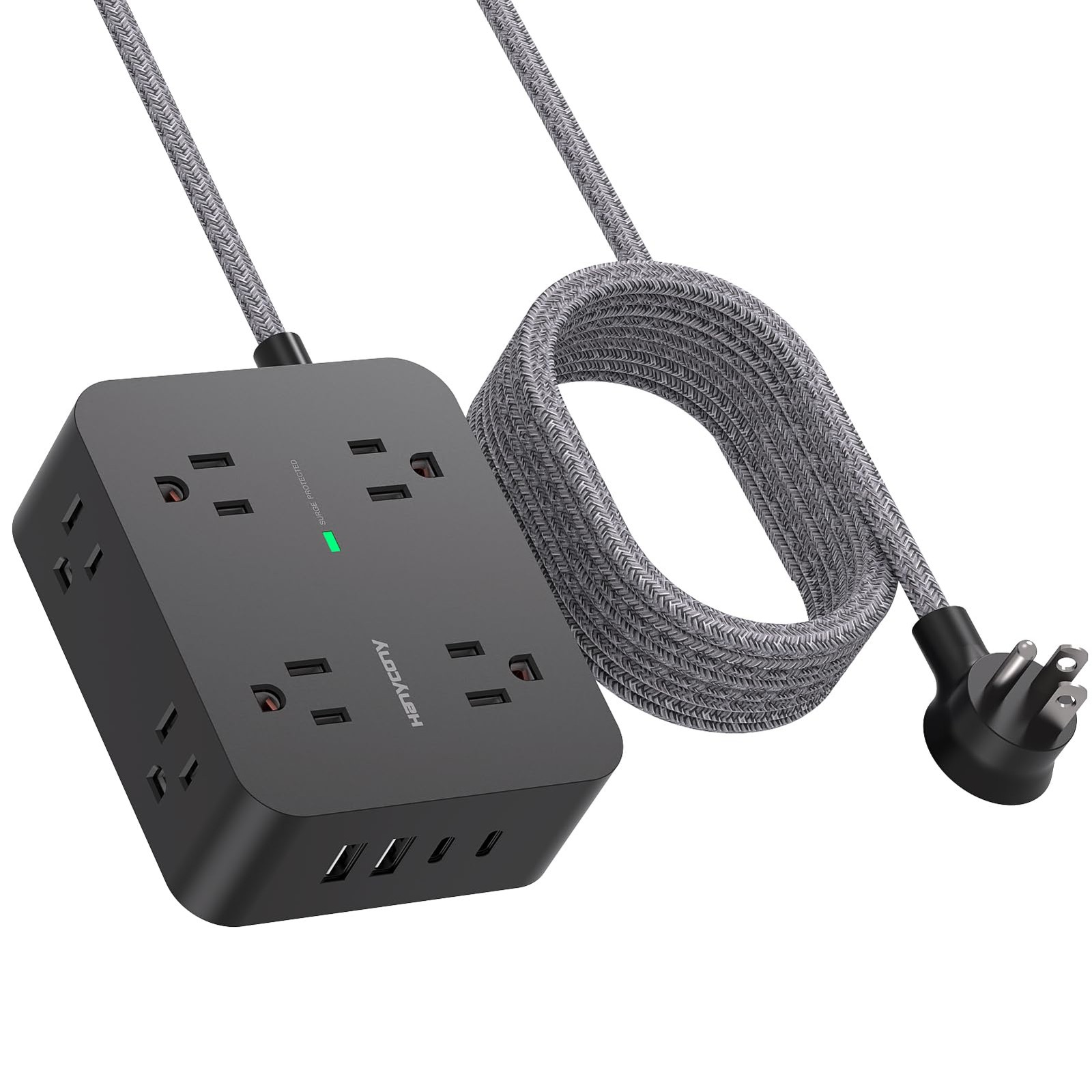 Extension Cord 6Ft 8 Outlets 4 USB Ports Surge Protector Power Strip HANYCONY
