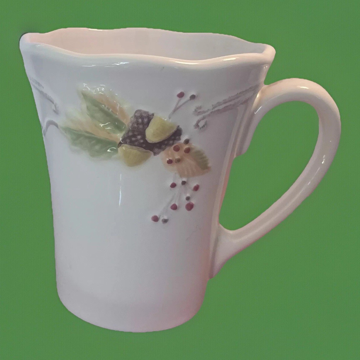 Pfaltzgraff Mugs (4) Plymouth Coffee Tea  Thanksgiving Fall Acorn 4.5” VTG  EUC