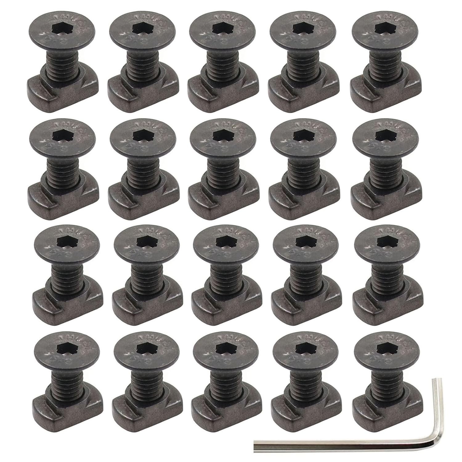 24 Sets Mlok T-Nuts & Screws Replacement Sets M5 Steel, for Mlok System Accessor