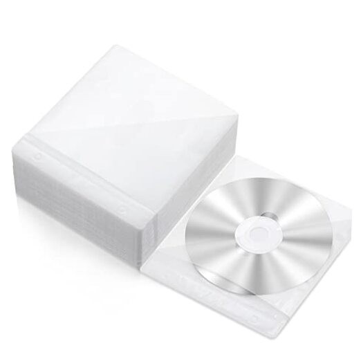  100 Pack DVD Sleeves Covers Double Sided Refill Plastic Storage Sleeve for 