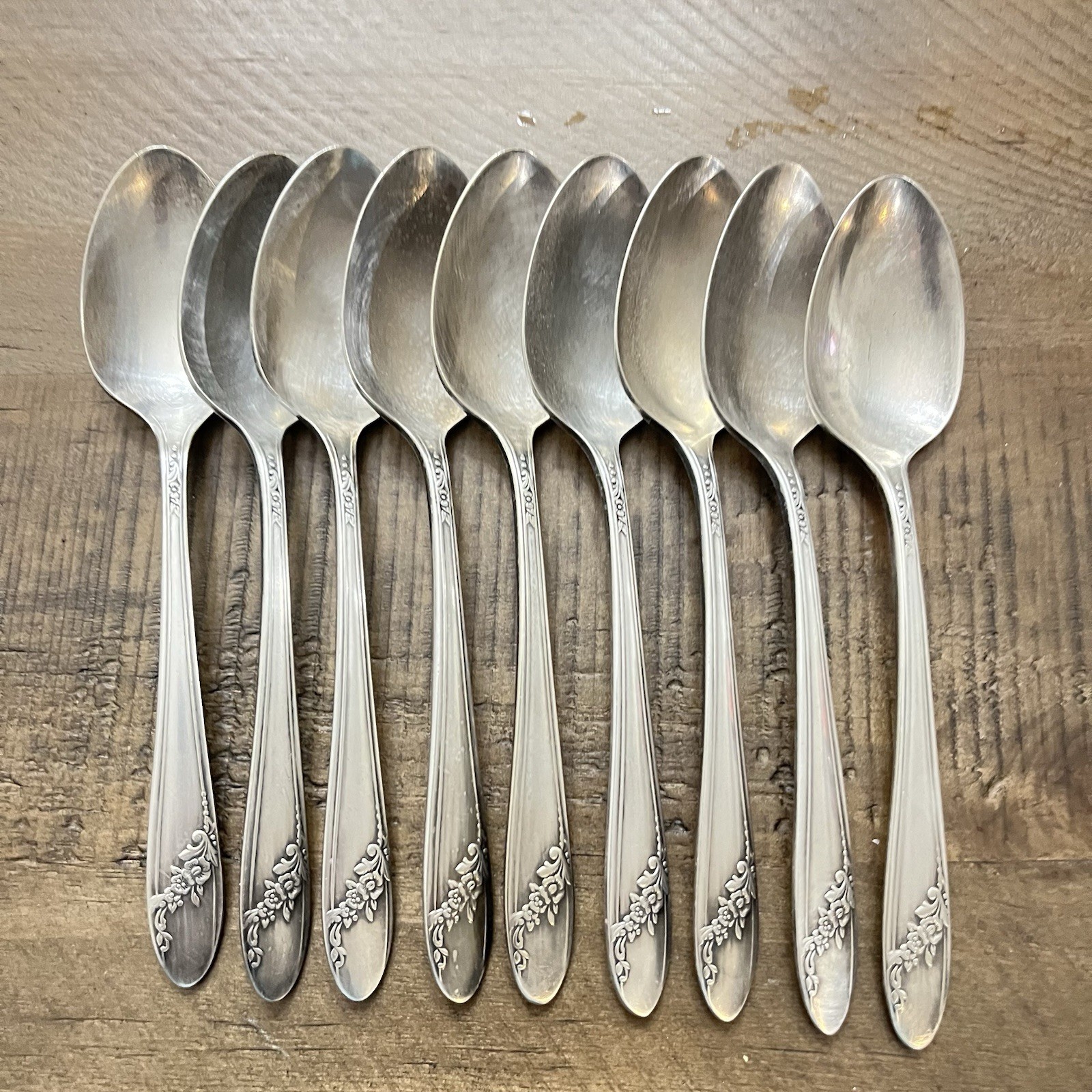 9 Oneida Tudor Plate Community Made Silverplate Spoons