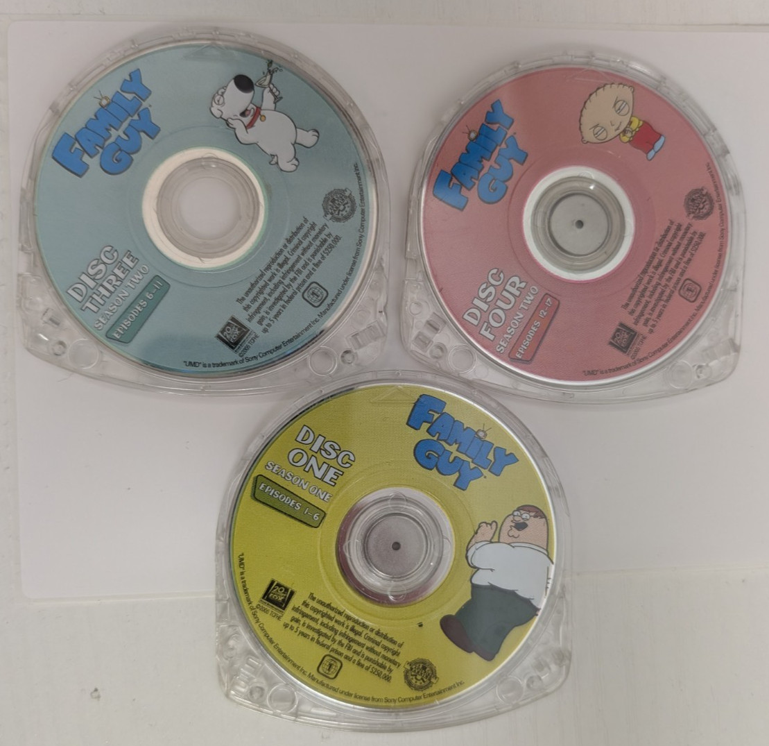 Family Guy Season 1 Disc 1 Season 2 Disc 3 + 4 Lot UMD For Sony PSP