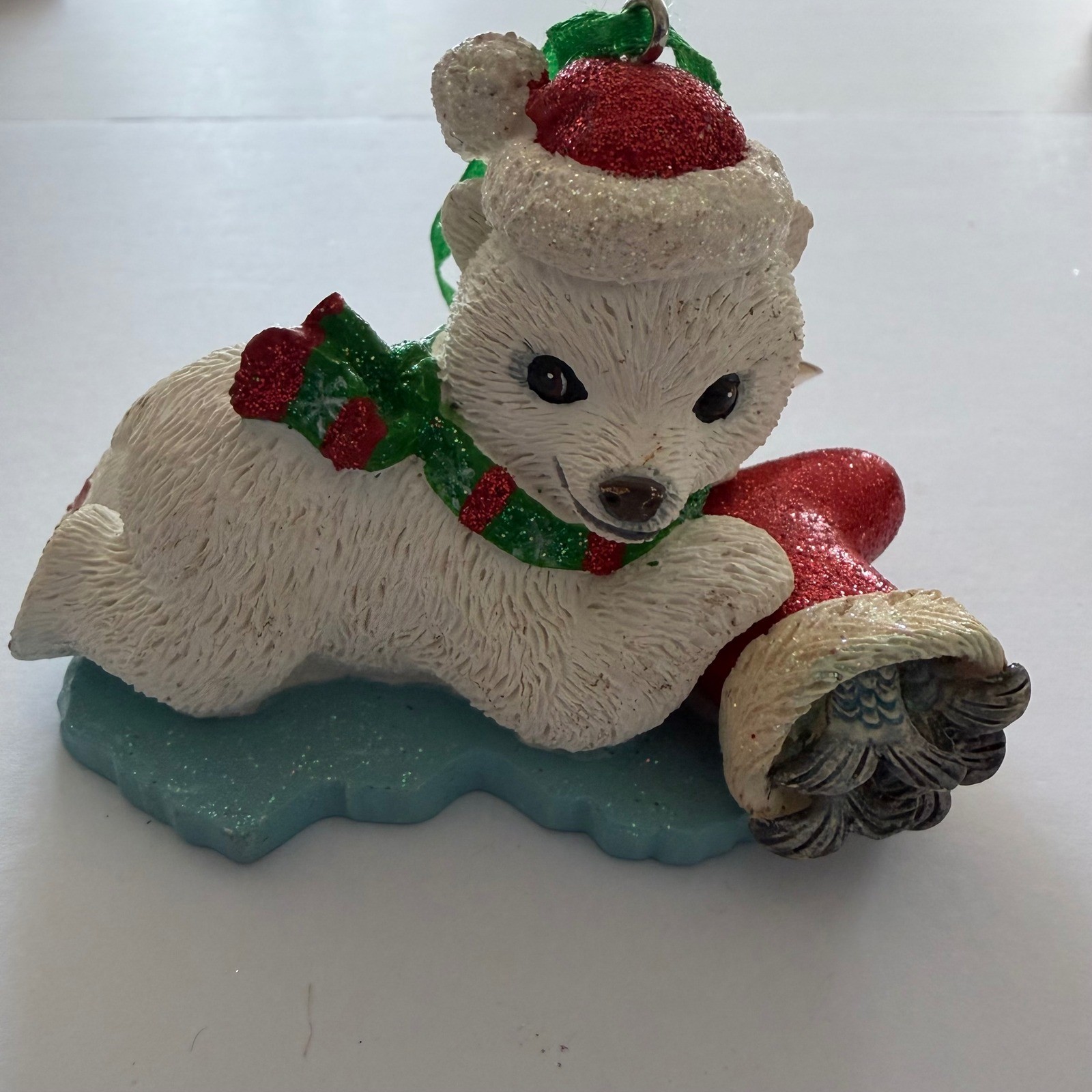 Danbury Mint Baby Animal Polar Bear Christmas Ornament Glitter Embellished