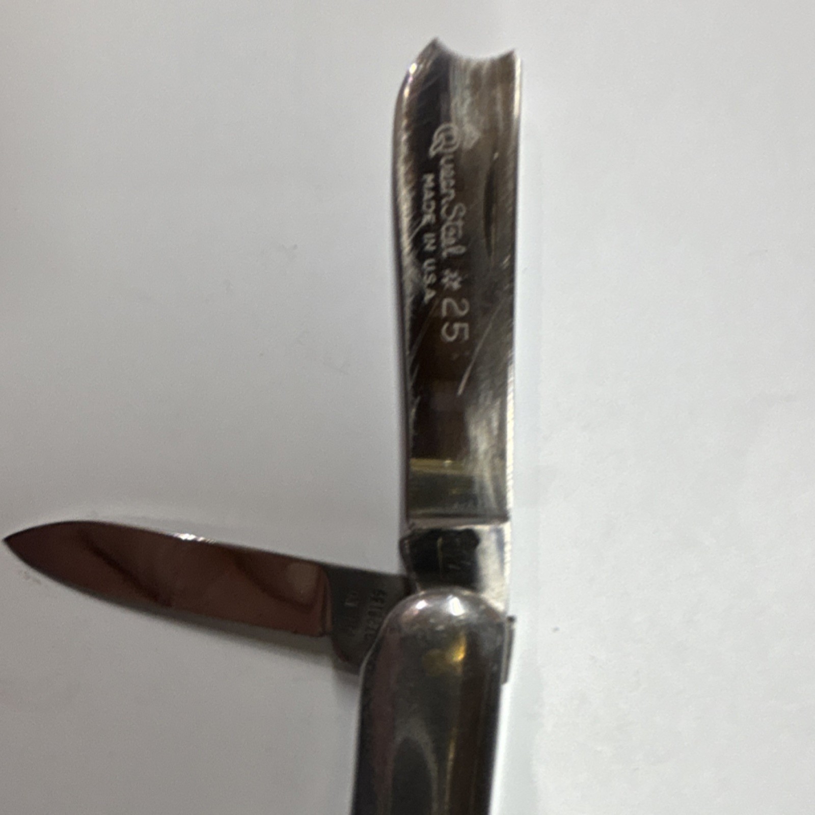 Queen Steel Vintage Pocketknife Metal Synthetic Handle 2-Blade Clip Point Silver