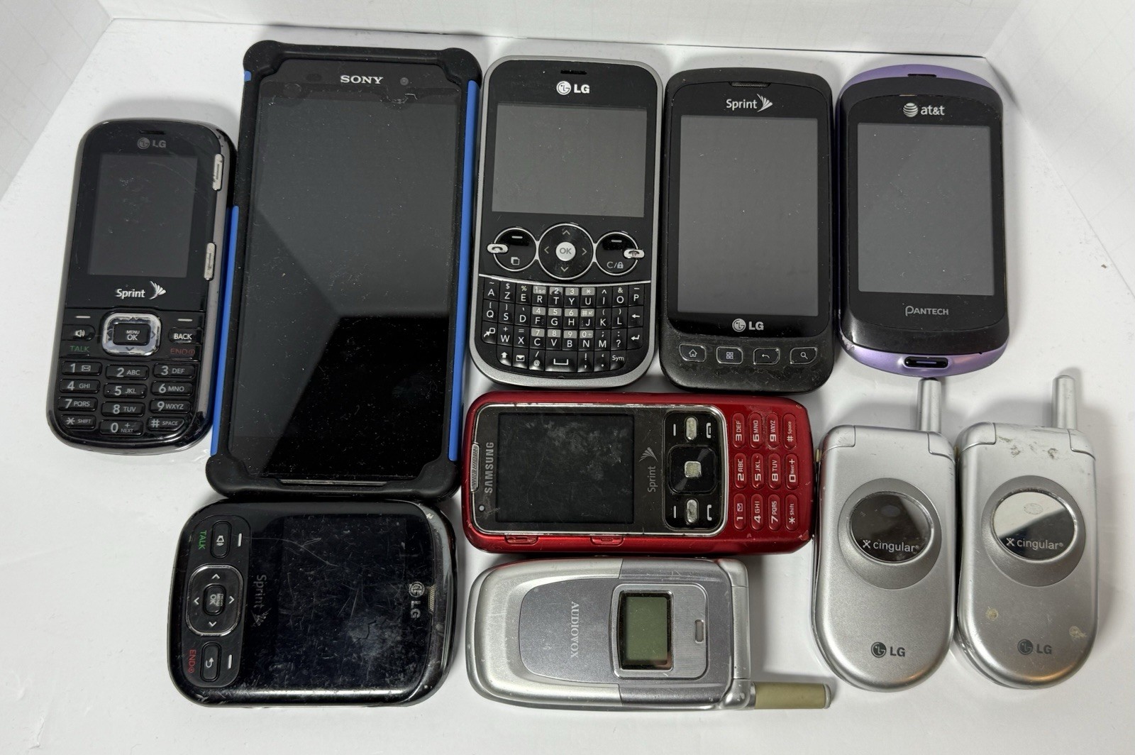 Lot Of 10 Used Cell Phones Various Brands For Parts Or Repair No Returns As Is