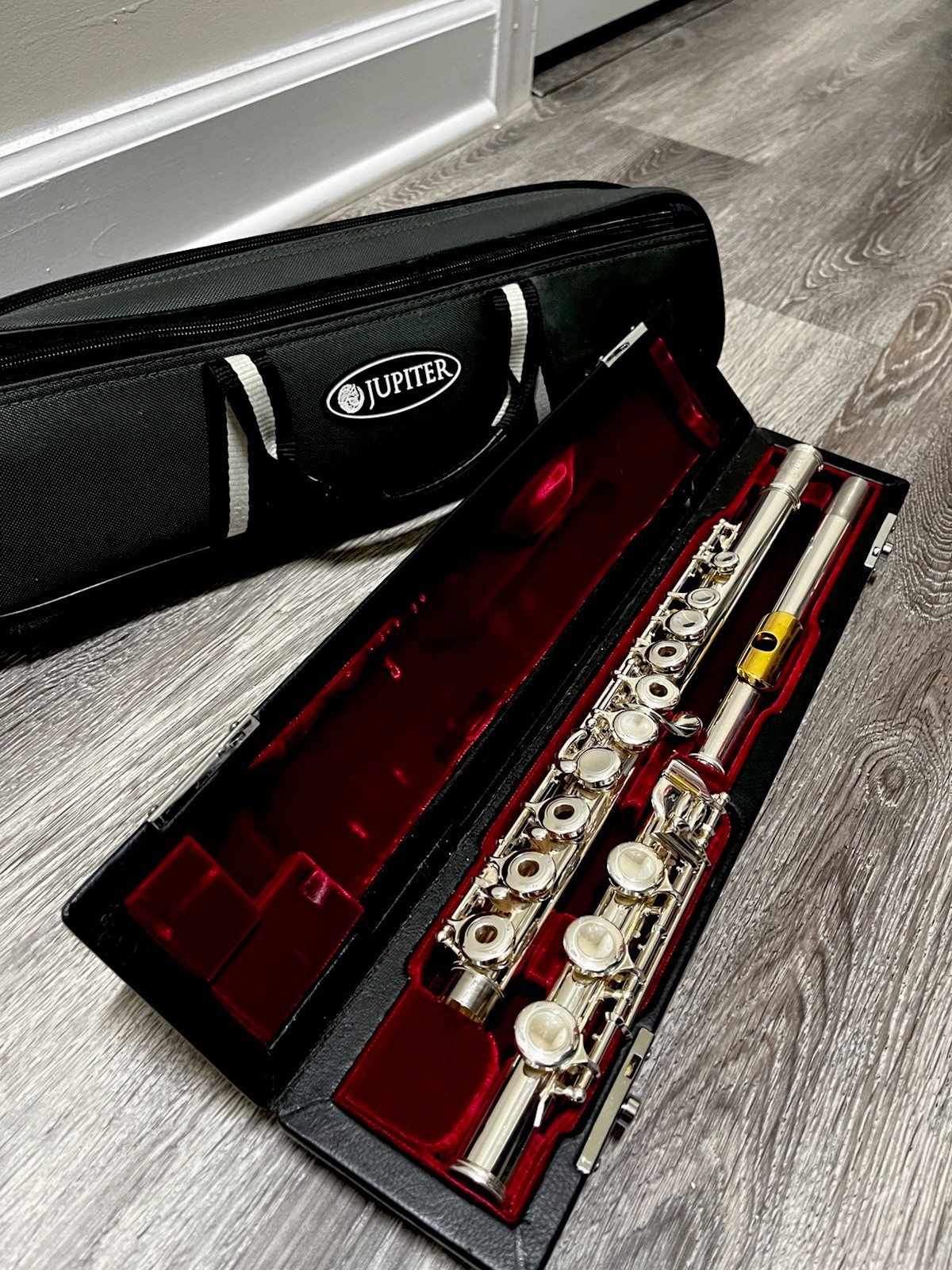 Jupiter Concert Flute Open Hole Metal Silver Gold Plated with Case