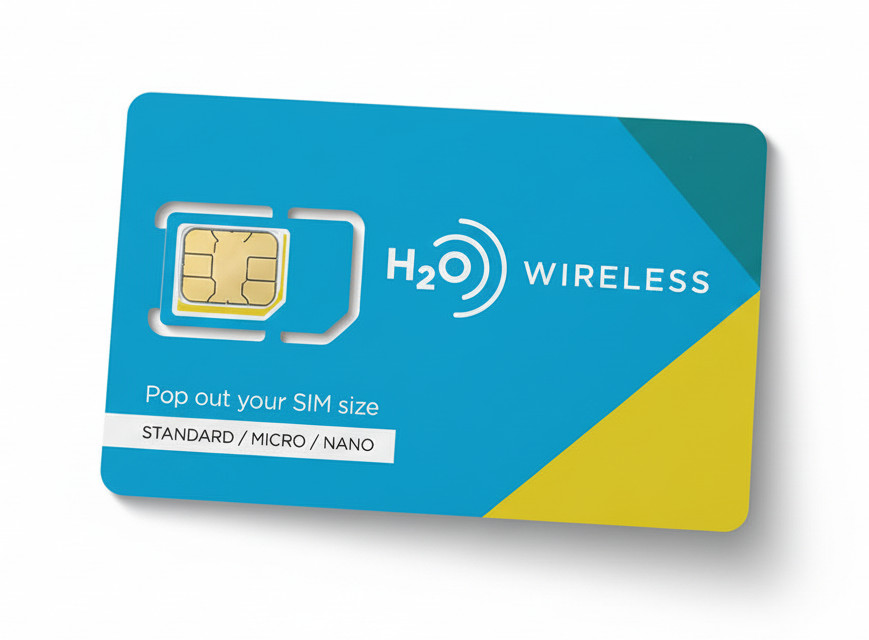 H2O Wireless SIM Unlimited 5G Data Talk Text AT&T Network 3 Months Prepaid