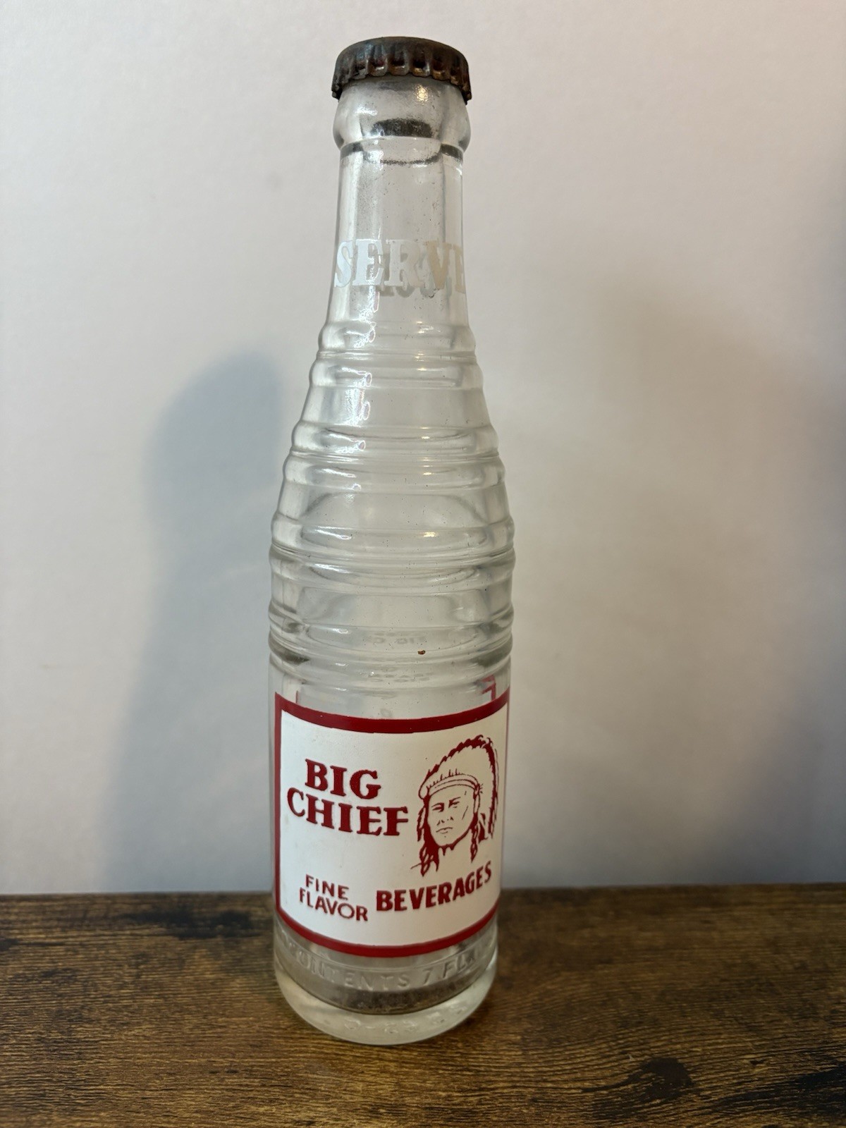 Big Chief Soda Water Bottle Clear 7 fl. oz. Rock Springs Wyoming Vintage