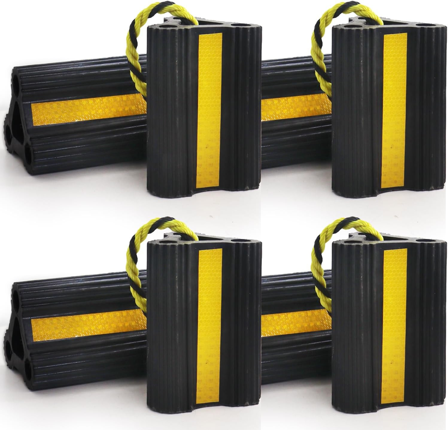 Wheel Chocks for RV Trailers 4Pair/8Pack with Rope, Rubber Tire Chocks Block Sto