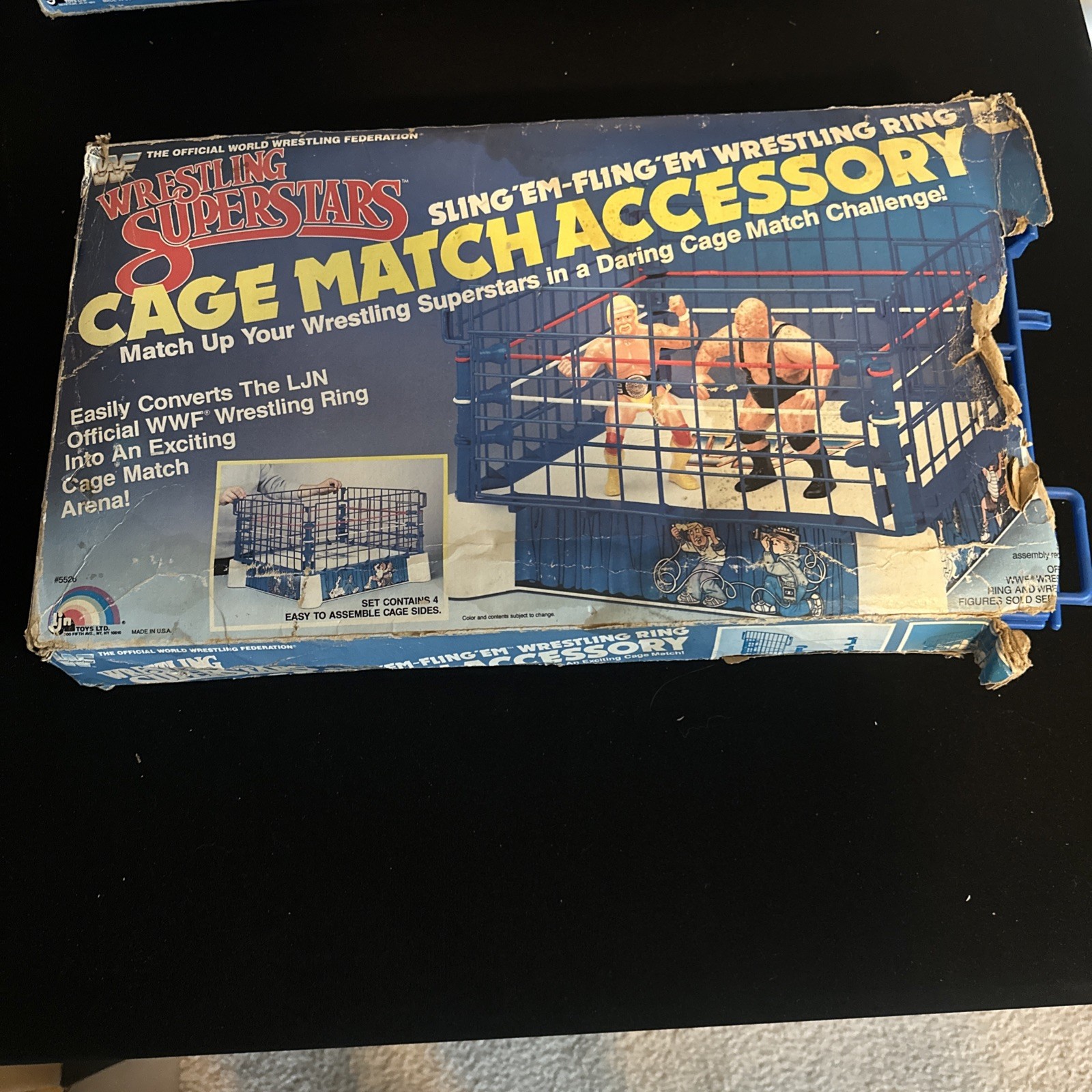 1986 LJN Wrestling Superstars Sling Em Fling Em Cage Match COMPLETE W Box READ