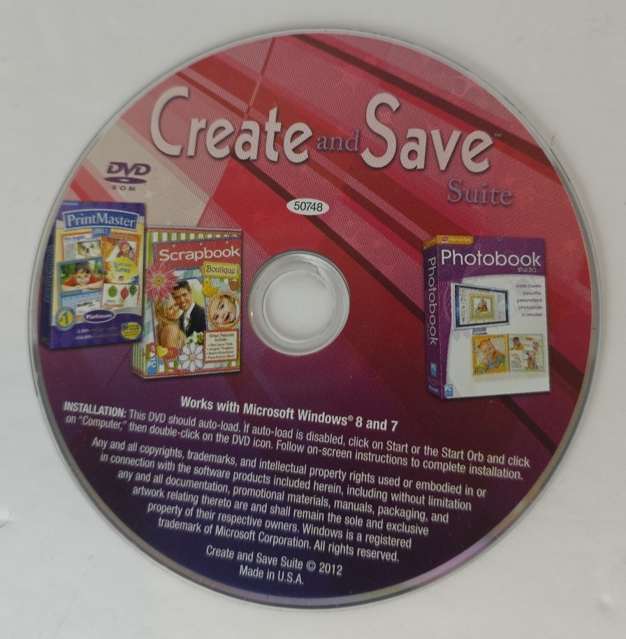 Create and Save 2012-Windows 8 and 7-Printmaster 2012, Scrapbook, Photobook DVD