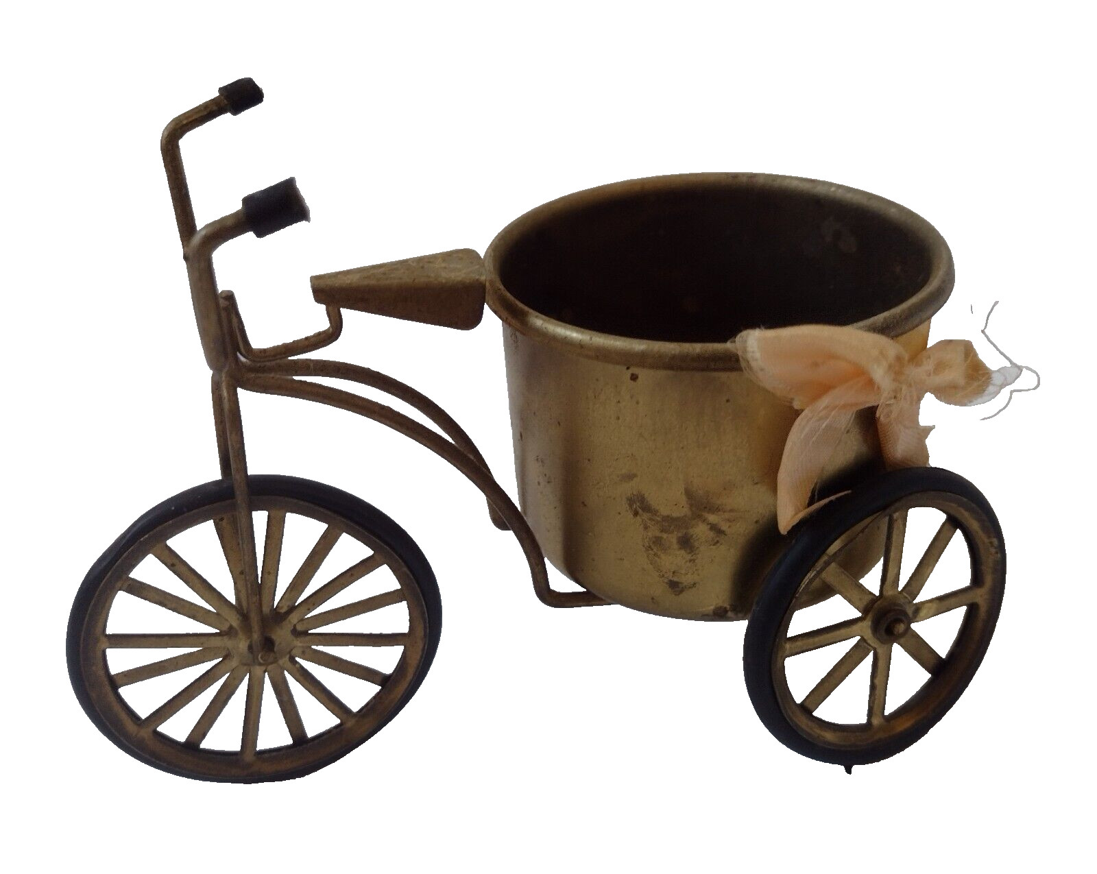Delivery Boy Bicycle Miniature Dolls House Handmade Solid Brass 13cm Antique Org